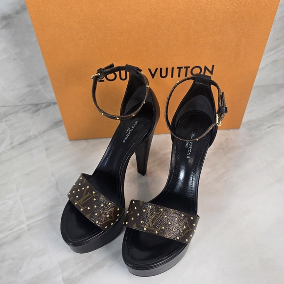 Louis Vuitton Afterglow Black and Brown Women's Heels - Picture 1 of 10